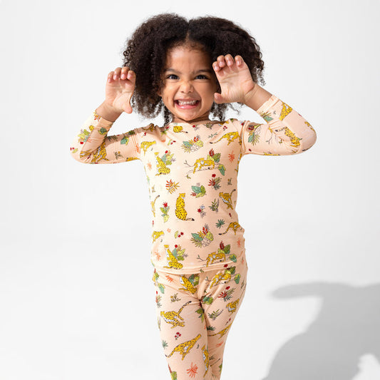 Pounce In Paradise Cheetah Bamboo Kids Pajamas