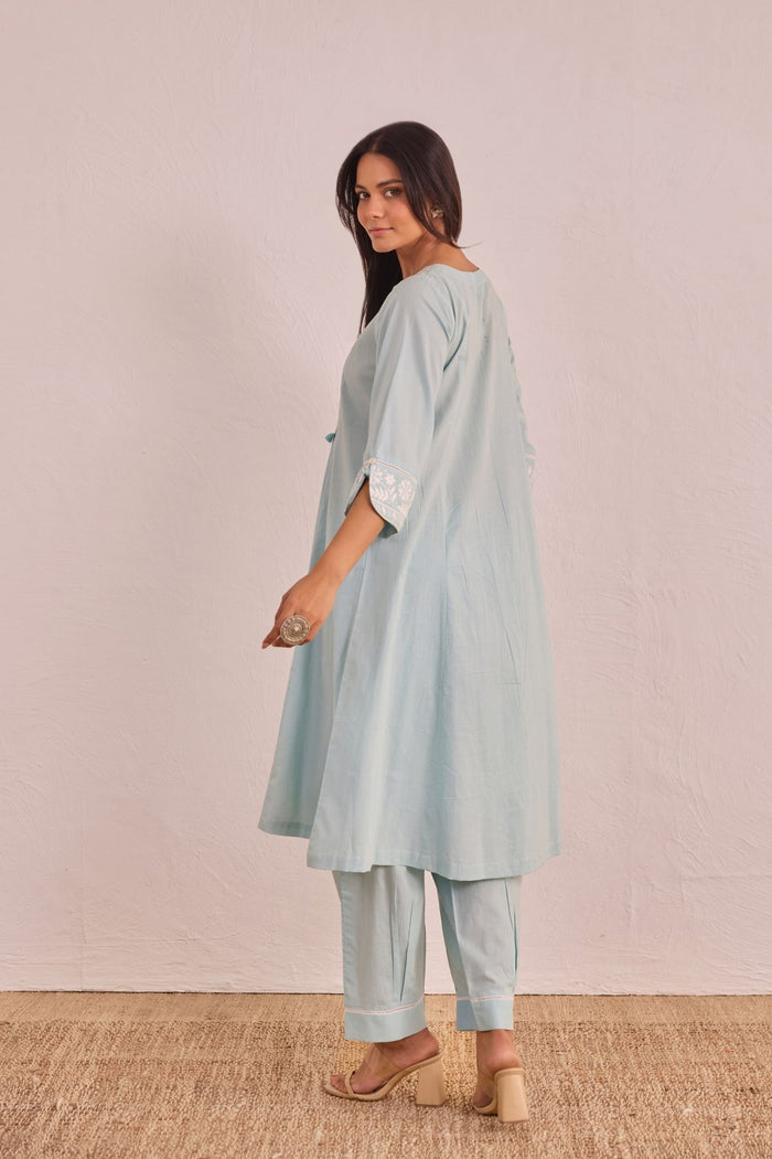 Powder Blue Embroidered Co - ord Set - Tara - C - Tara