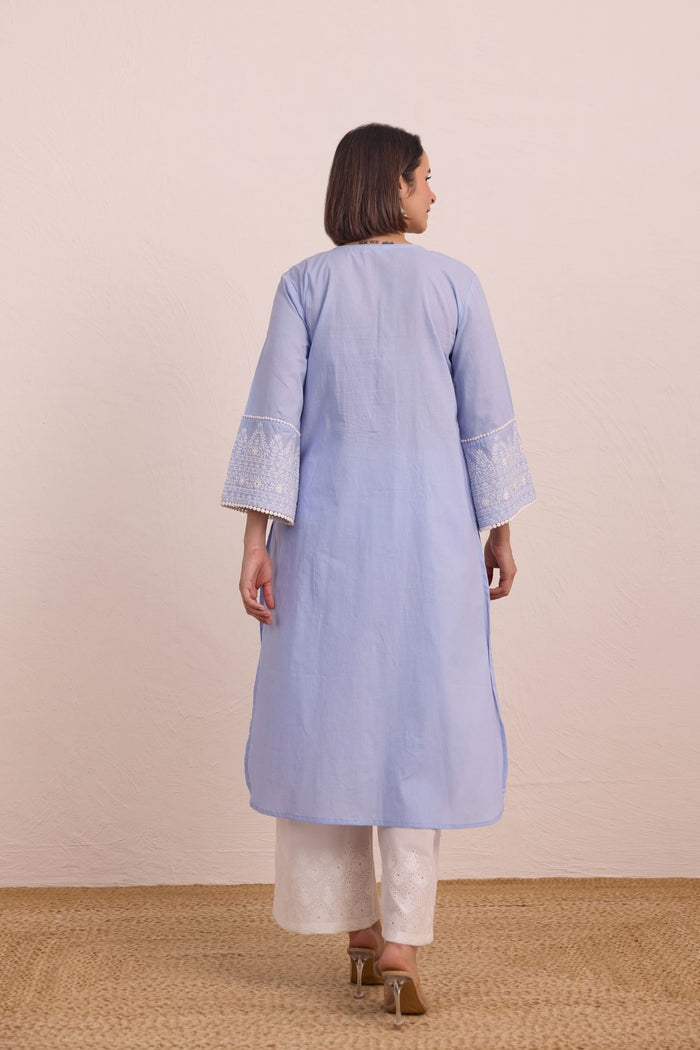 Powder Blue Pintuck Embellished Co - ord Set - Tara - C - Tara