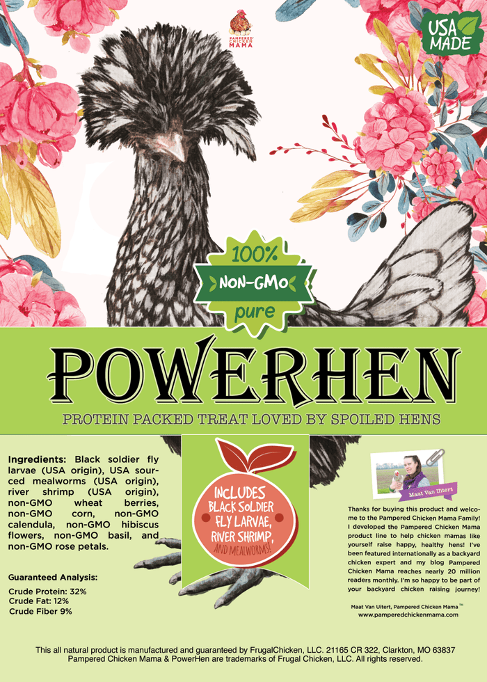 PowerHen (TM) High Protein Treat With Mealworms, Black Soldier Fly Larvae, & Herbs For Backyard Chickens