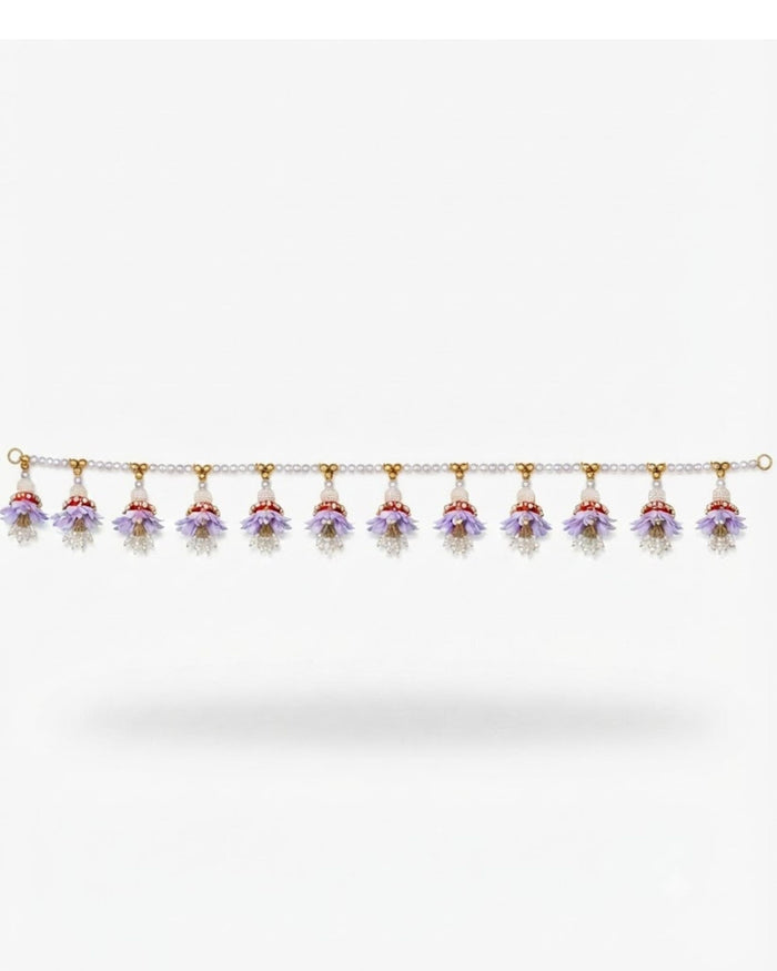 Lavender floral toran with pearl tassels