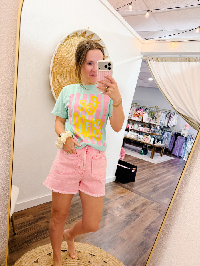 Pretty in Pink Denim Shorts