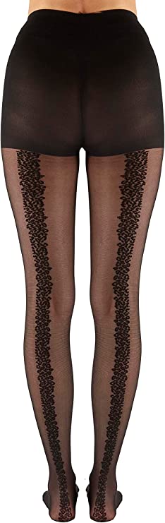 Pretty Polly Animal Pattern Backseam Tight, Black - NPAYD5