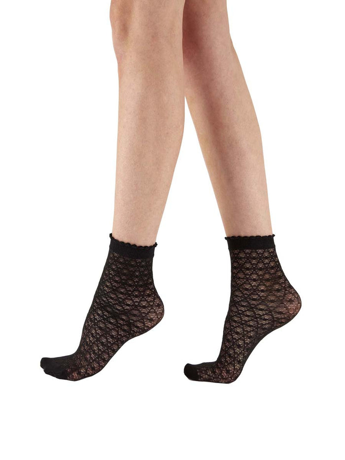 Pretty Polly Fashion Delicate Diamond Pattern Anklets Black - NPAYD8