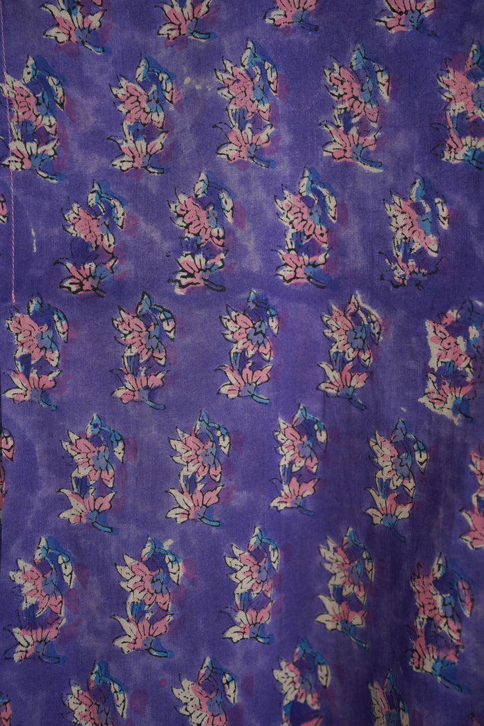 Purple Floral Booti Hand Block Print Cotton Kurta