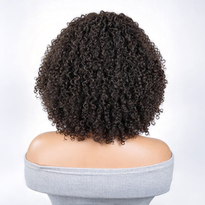 QVR 4C Edges Kinky Curly 9x6 Lace Short Bob Wigs Glueless Human Hair Wig