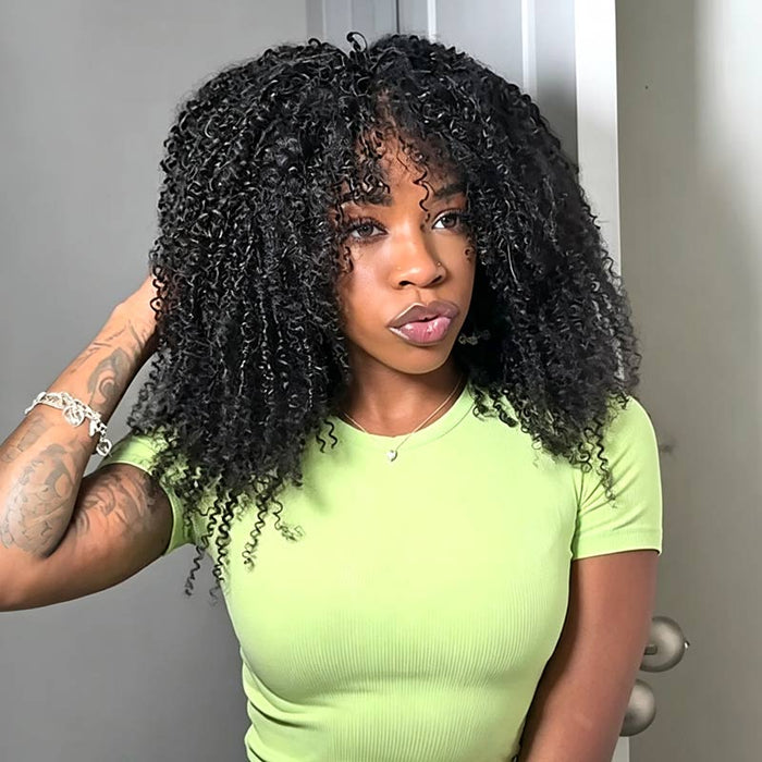 QVR Afro Twist Curly Crochet Hair Natural Black Machine Made Feather Crochet Human Hair Extension