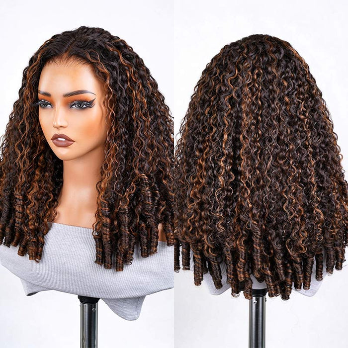 QVR Glueless Burmese Curly Human Hair Wig Lux Thick Density Pre Plucked Highlight P1B/30 Wigs