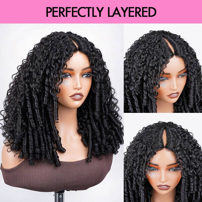 QVR Layered Burmese Curly Glueless V Part Wig Invisible Lace Edge Human Hair