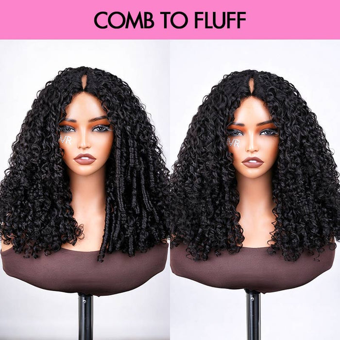 QVR Layered Burmese Curly Glueless V Part Wig Invisible Lace Edge Human Hair