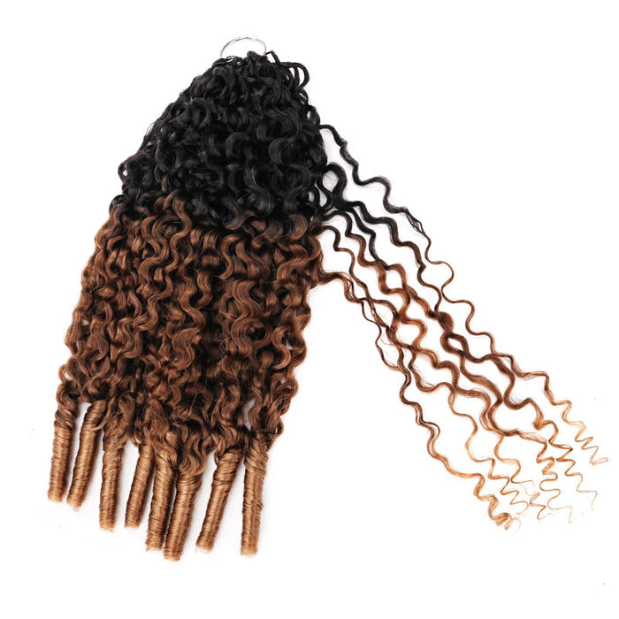 QVR Ombre  #T1B/30/27 Burmese Curly Feather Crochet Human Hair Machine Made Crochet Weave Hair Extensions