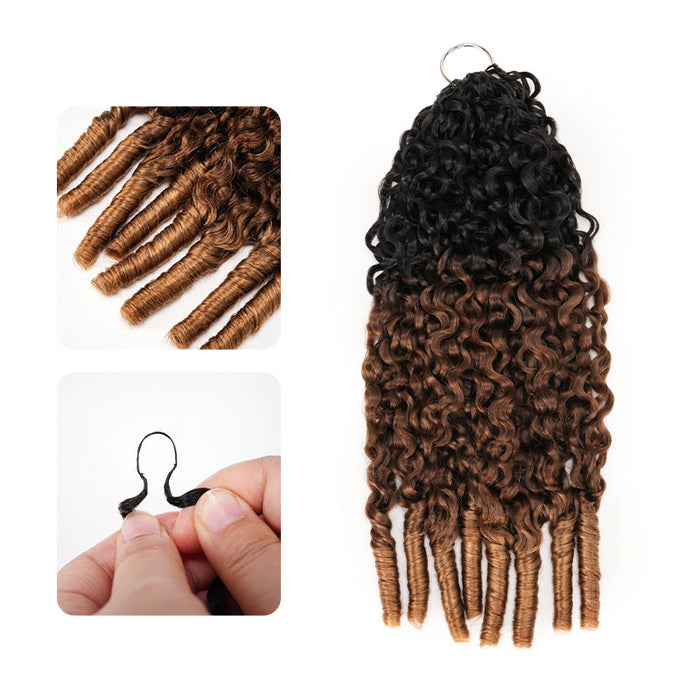 QVR Ombre  #T1B/30/27 Burmese Curly Feather Crochet Human Hair Machine Made Crochet Weave Hair Extensions