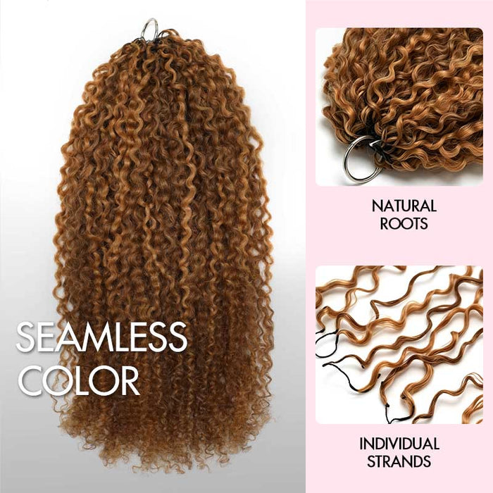 QVR #P4/27 Highlight Tight Curly Feather Crochet Weave Hair Extensions  Brown Miracle Knots  Human Hair With Honey Blonde Highlights