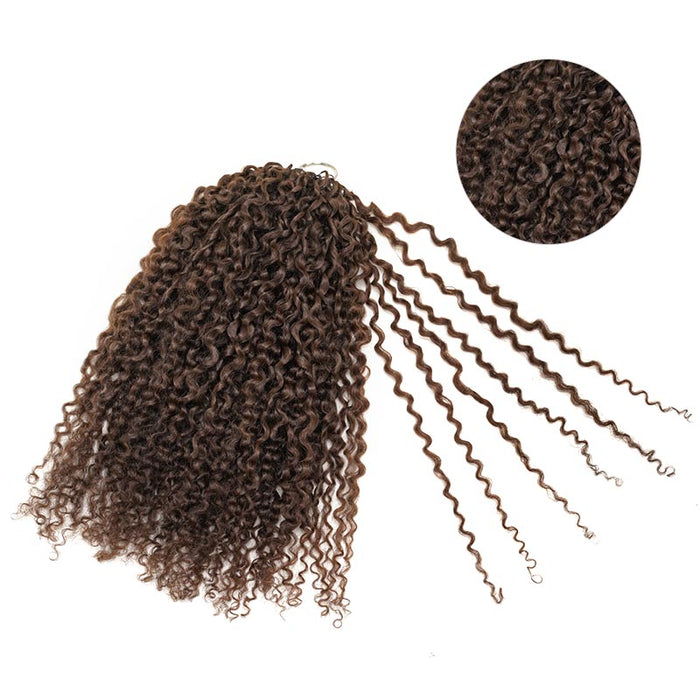 QVR #P4/27 Highlight Tight Curly Feather Crochet Weave Hair Extensions  Brown Miracle Knots  Human Hair With Honey Blonde Highlights