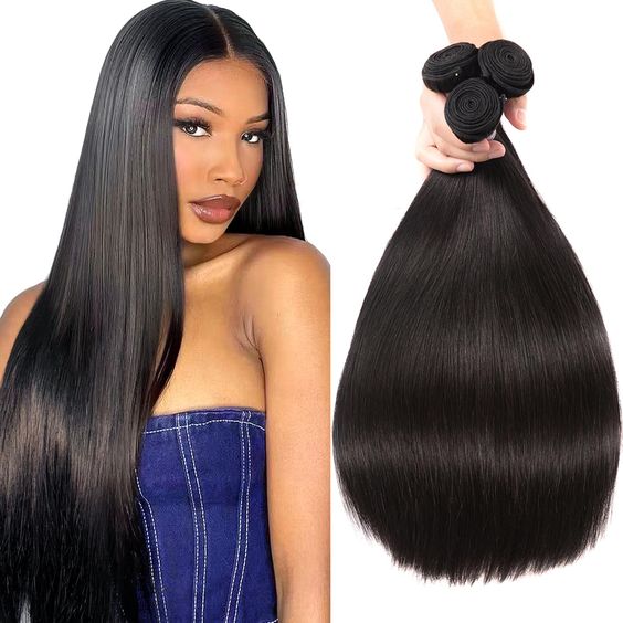 qvr silky straight natural black human hair bundles
