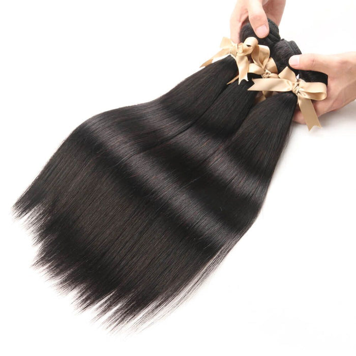 tangle free silky straight natural black human hair bundles