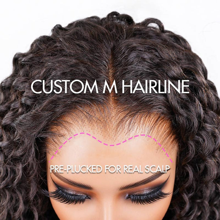 QVR Seamless M-Hairline Upgraded Water Wave Glueless Lace Front Human Hair Wig