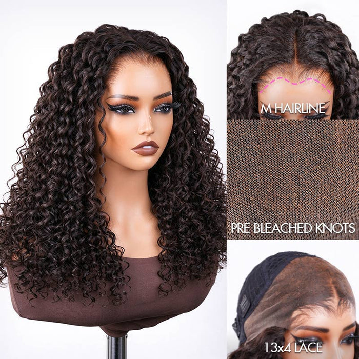 QVR Seamless M-Hairline Upgraded Water Wave Glueless Lace Front Human Hair Wig