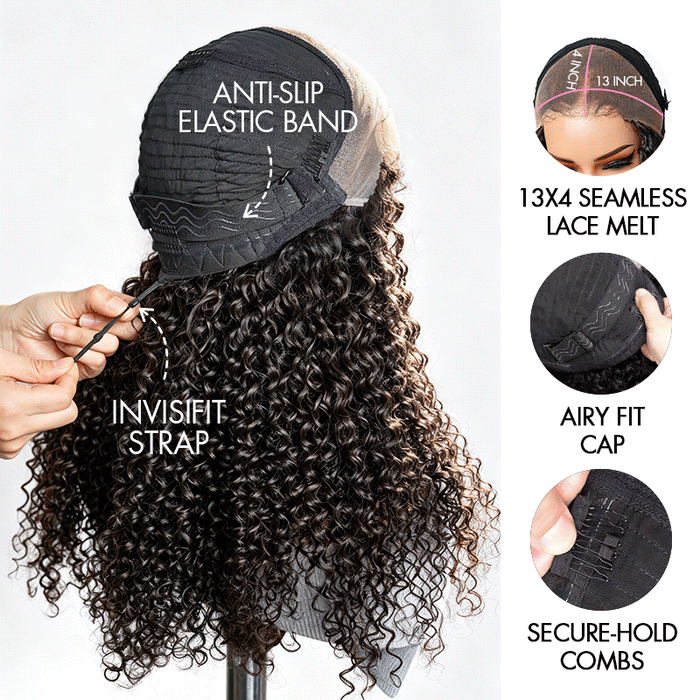 QVR Seamless M-Hairline Upgraded Water Wave Glueless Lace Front Human Hair Wig