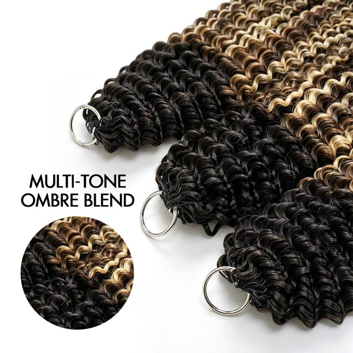 QVR Sun-Kissed Blonde Mixed Highlights Crochet Hair Small Kinky Curly Machine Made Feather Human Hair Extension