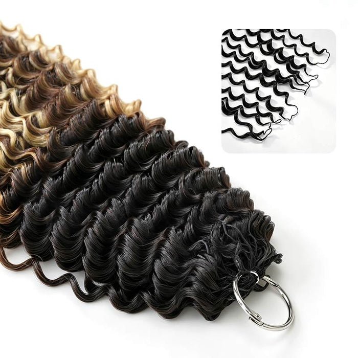 QVR Sun-Kissed Blonde Mixed Highlights Crochet Hair Small Kinky Curly Machine Made Feather Human Hair Extension