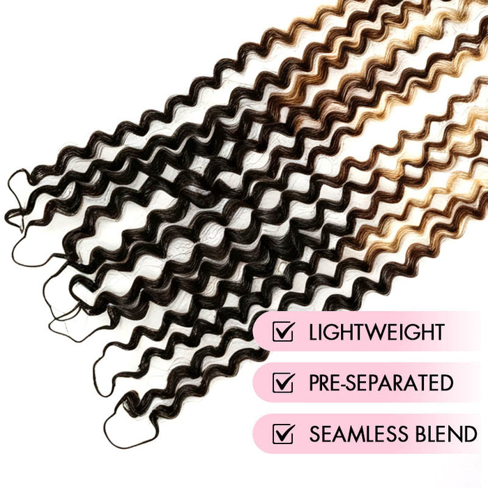 QVR Sun-Kissed Blonde Mixed Highlights Crochet Hair Small Kinky Curly Machine Made Feather Human Hair Extension