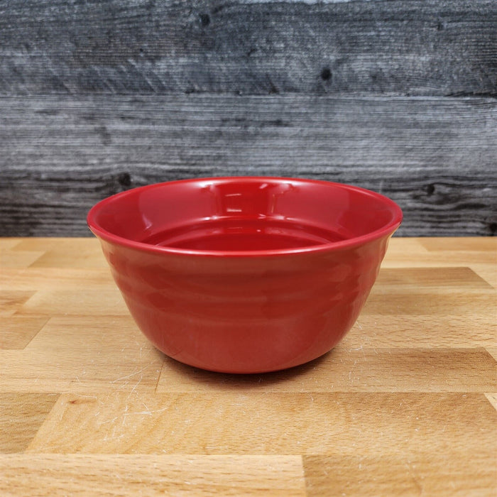 Rachael Ray Double Ridge Soup Cereal Bowls Set of 4 Stoneware Crimson Red 6"