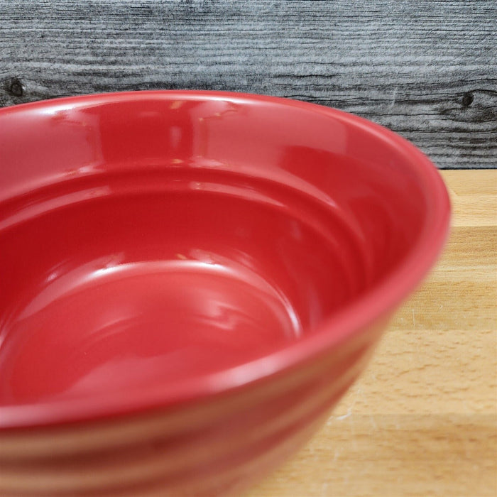Rachael Ray Double Ridge Soup Cereal Bowls Set of 4 Stoneware Crimson Red 6"
