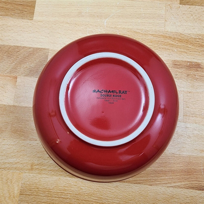 Rachael Ray Double Ridge Soup Cereal Bowls Set of 4 Stoneware Crimson Red 6"