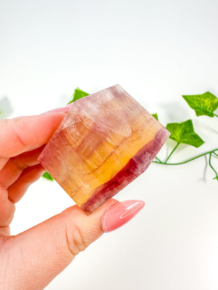 Rainbow Fluorite Standing Cube (24N)