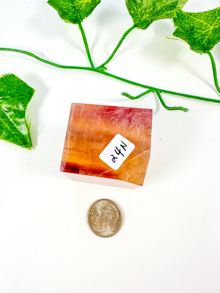 Rainbow Fluorite Standing Cube (24N)