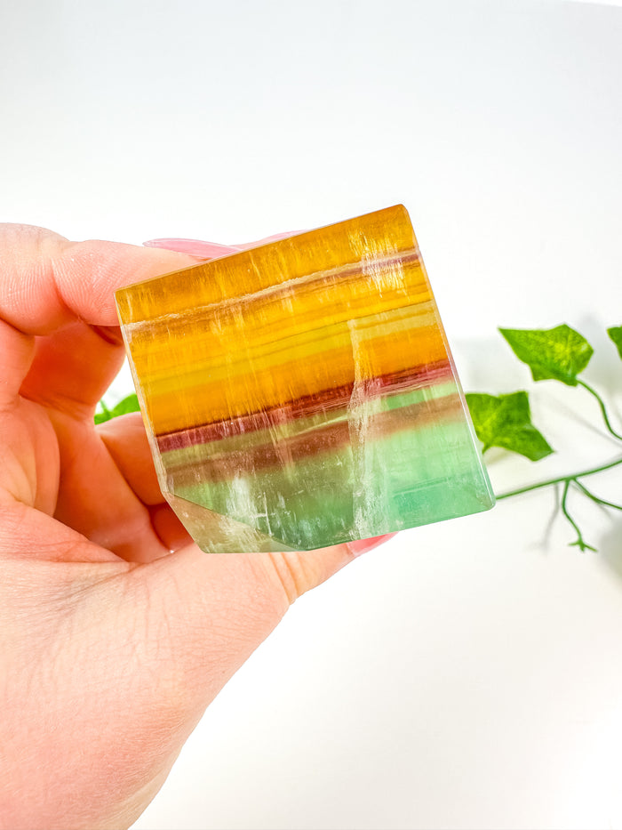 Rainbow Fluorite Standing Cube (32X)