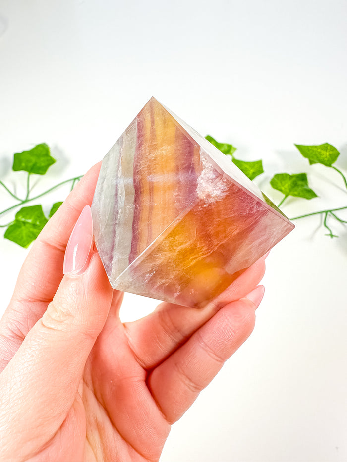 Rainbow Fluorite Standing Cube (36F)