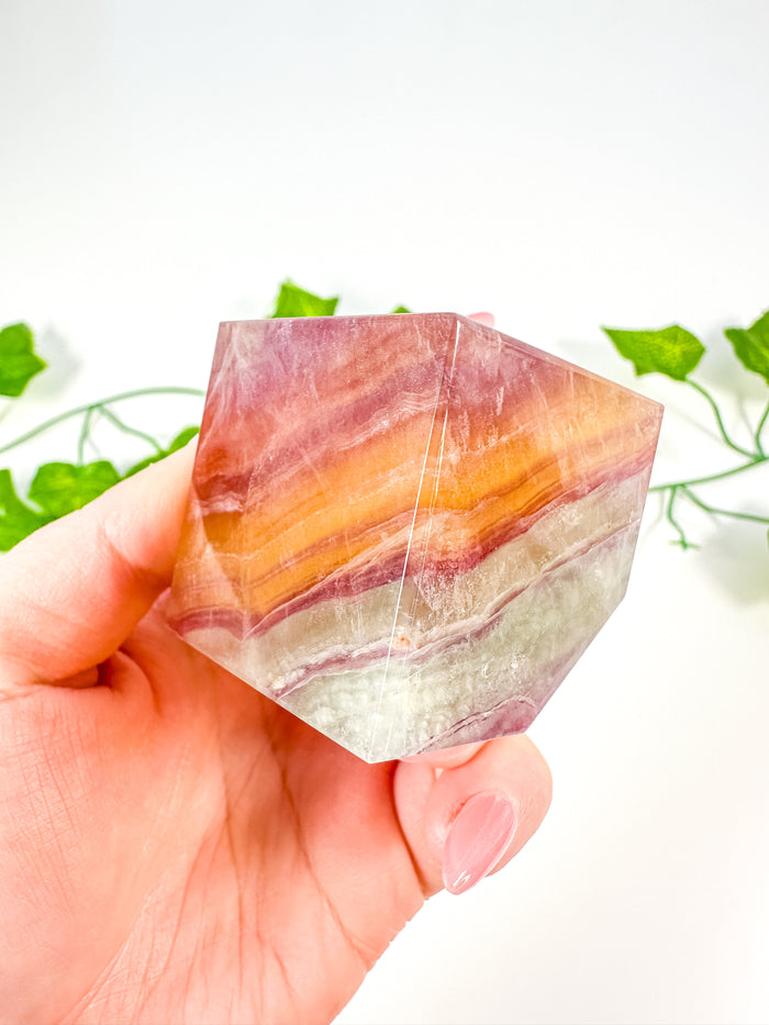 Rainbow Fluorite Standing Cube (36F)