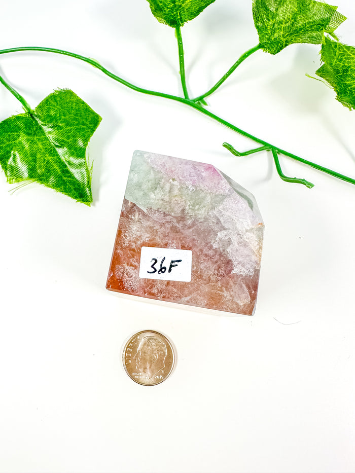 Rainbow Fluorite Standing Cube (36F)