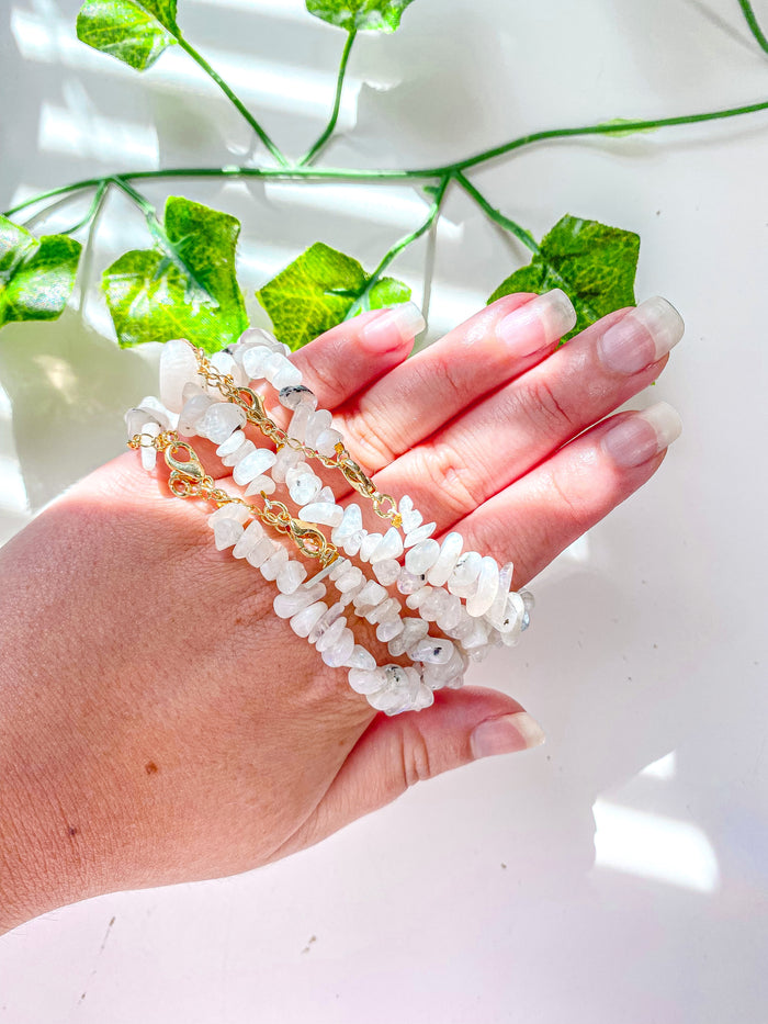 Rainbow Moonstone Chip Bracelet