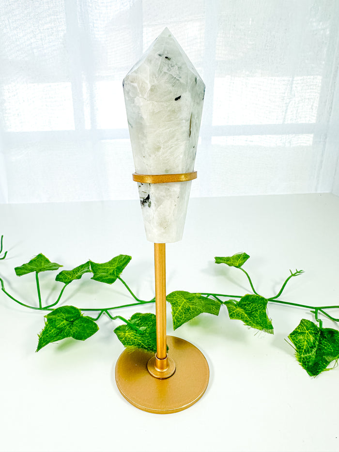 Rainbow Moonstone Wand on Stand (38R)