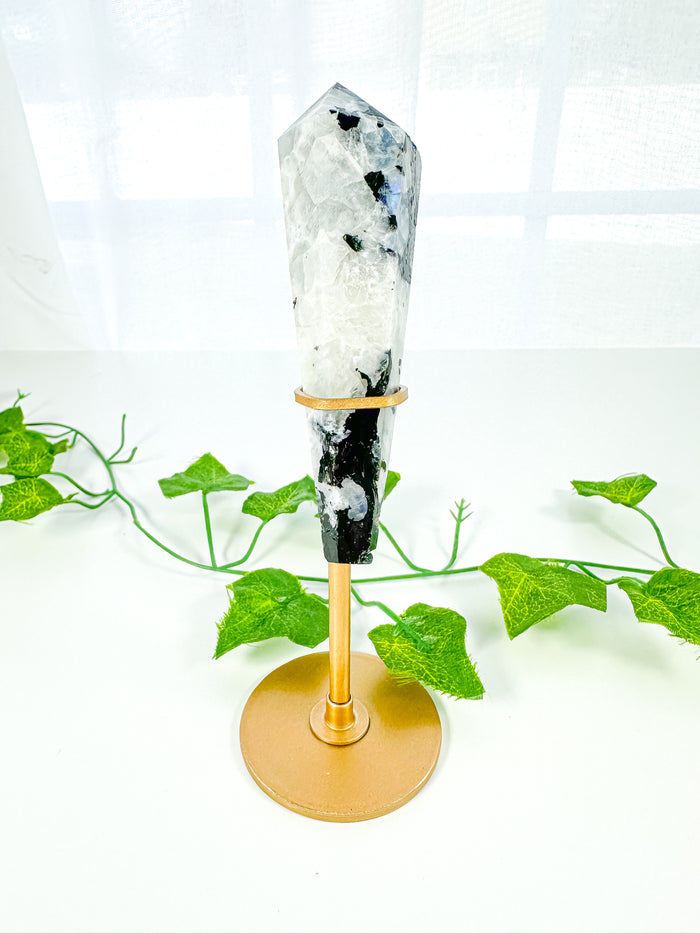 Rainbow Moonstone Wand on Stand (45R)