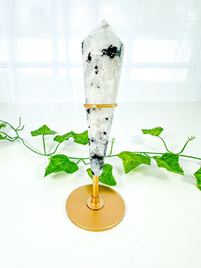 Rainbow Moonstone Wand on Stand (54R)