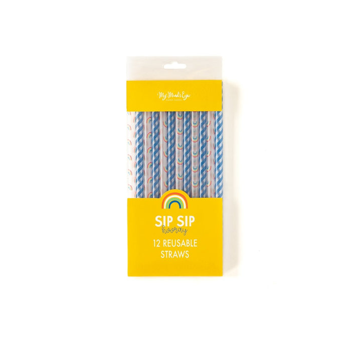 Rainbows and Gingham Reusable Straws