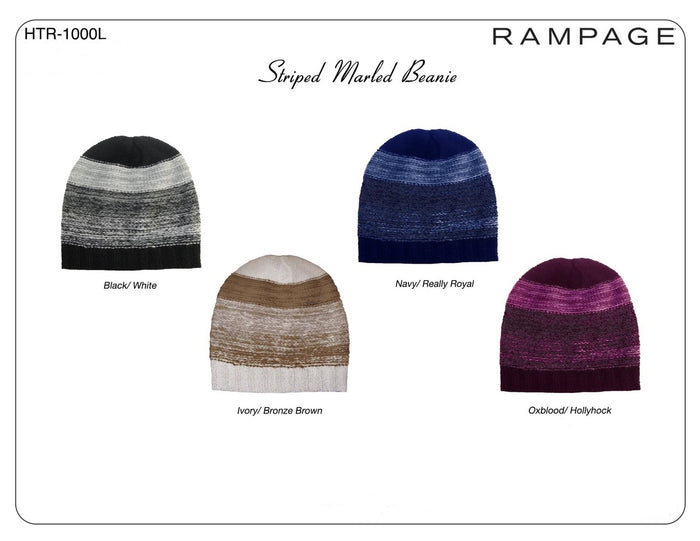 Rampage Striped Marled Beanie One Size - HTR-1000L