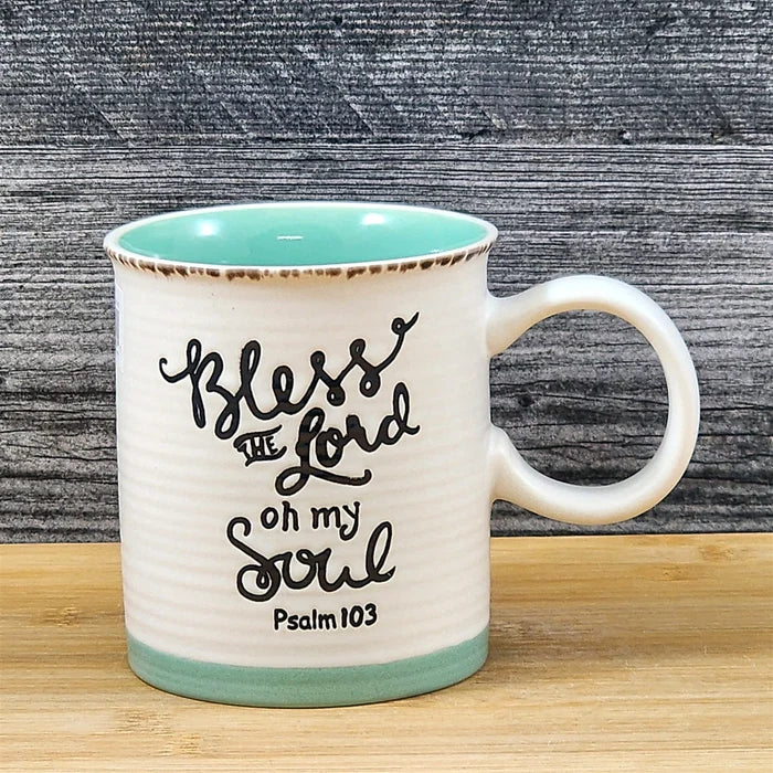 Religious Coffee Mug Psalm 103 Inspirational Saying Tea Cup Ceramic Blue Sky