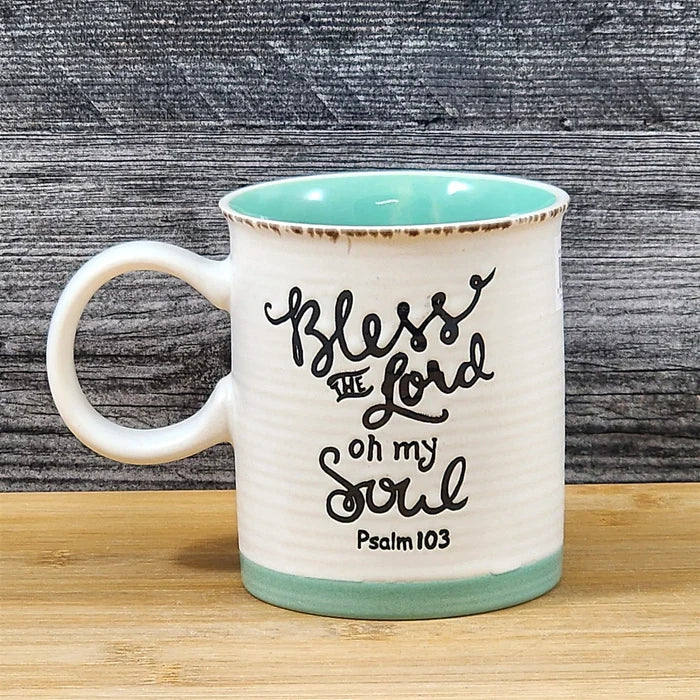 Religious Coffee Mug Psalm 103 Inspirational Saying Tea Cup Ceramic Blue Sky
