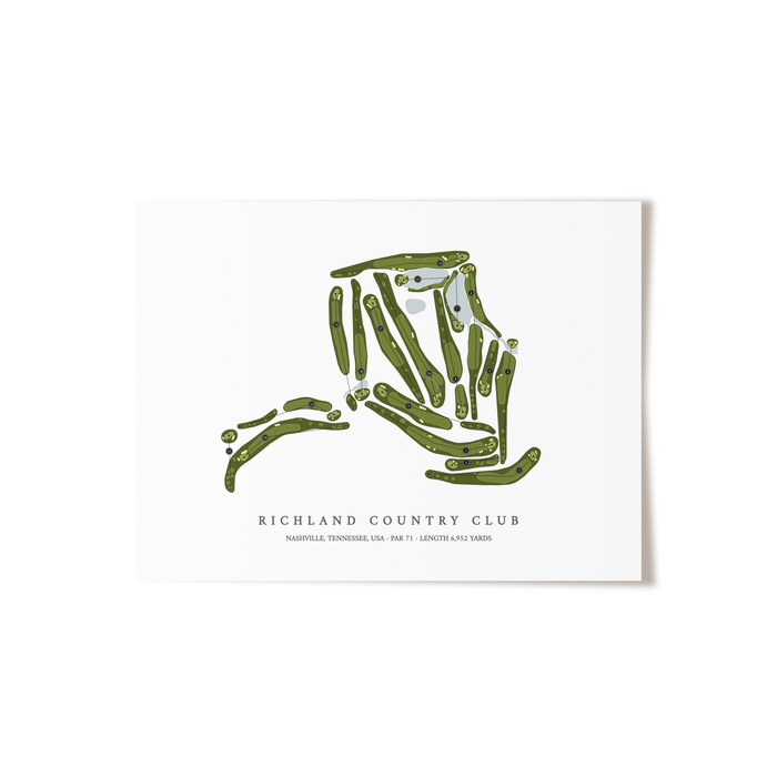 Richland Country Club | Golf Course Map | Unframed