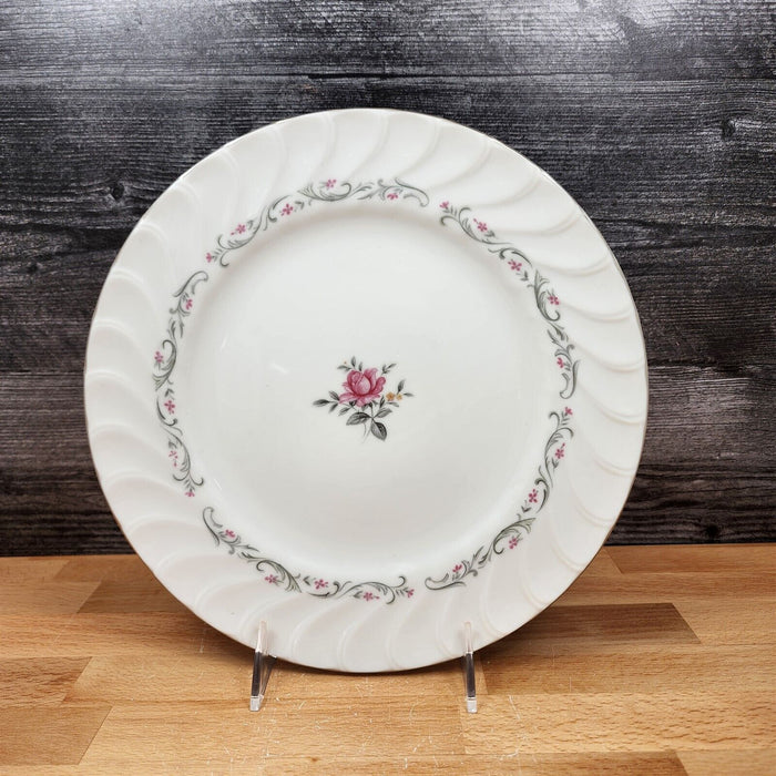 Royal Swirl Dinner Plate 10'' Set of 3 Fine China Japan Pink Rose Flower Ceramic