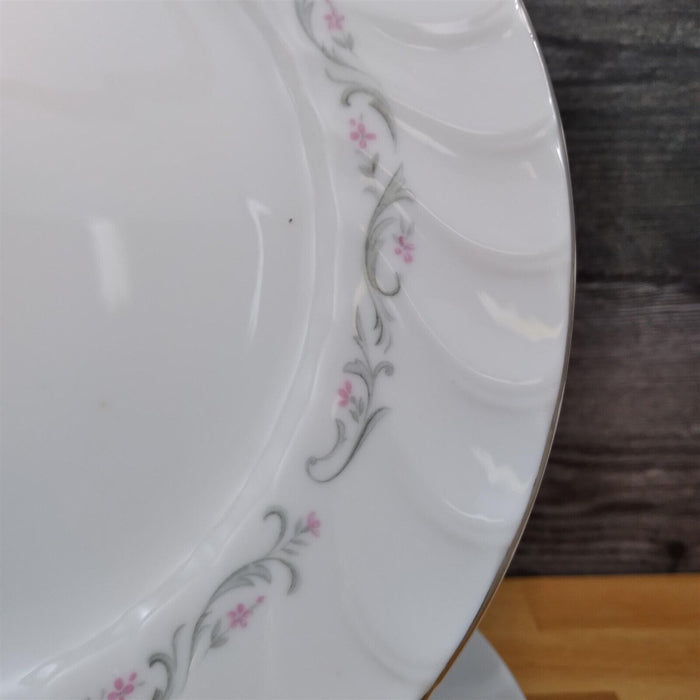 Royal Swirl Dinner Plate 10'' Set of 3 Fine China Japan Pink Rose Flower Ceramic