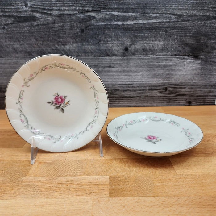 Royal Swirl Fruit Dessert Sauce Bowl Set of 2 by Fine China of Japan Pink Rose