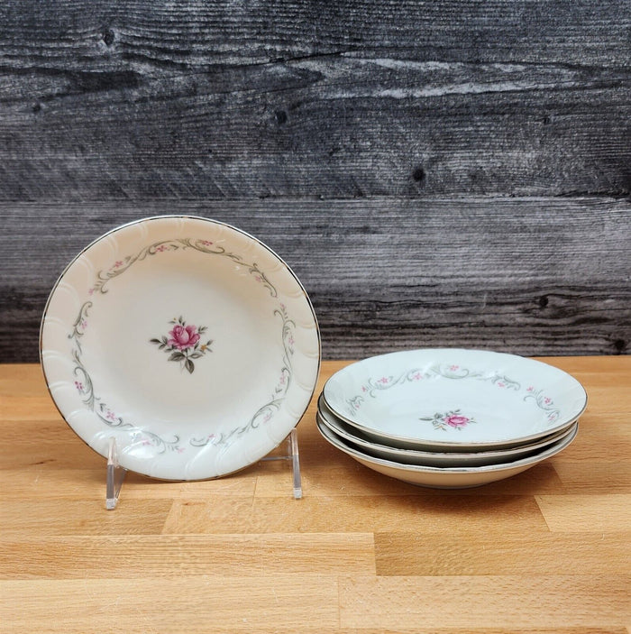 Royal Swirl Fruit Dessert Sauce Bowl Set of 4 by Fine China of Japan Pink Rose