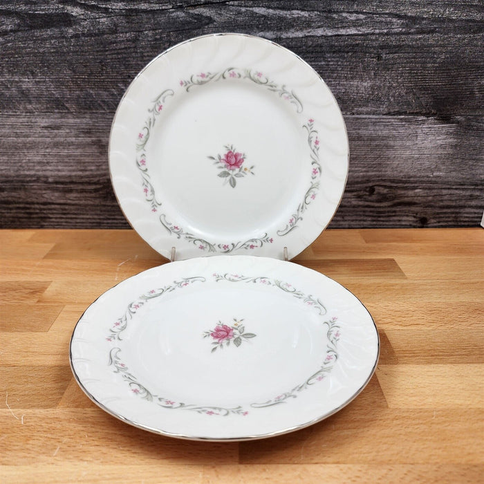 Royal Swirl Salad Plate Set of 2 Pink Rose Flower Fine China Japan Ceramic