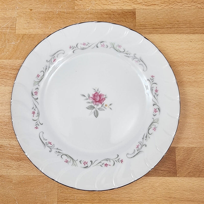 Royal Swirl Salad Plate Set of 2 Pink Rose Flower Fine China Japan Ceramic